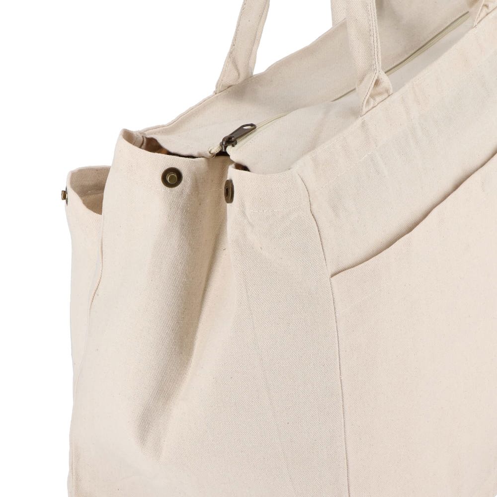 Baumwoll-Tragetasche mit Reißverschluss OEKO-TEX® 39 x 24 x 34cm 320g/m²